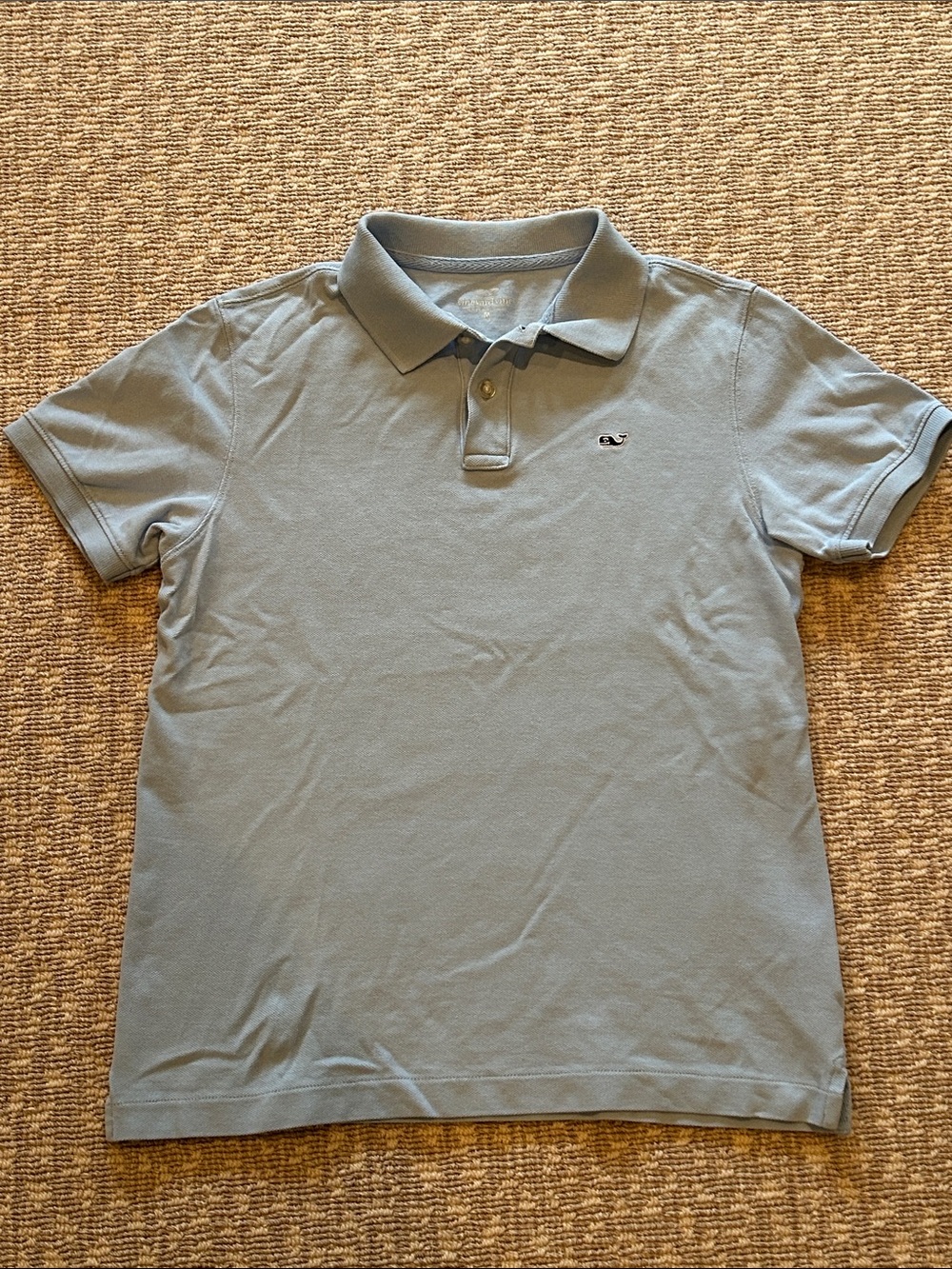Vineyard Vines Boys Light Blue Polo with Whale Logo. Size medium